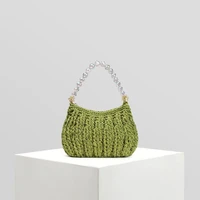 new fashion handmade woven bag beaded single shoulder underarm casual handbag womens customized green bags for women 2021