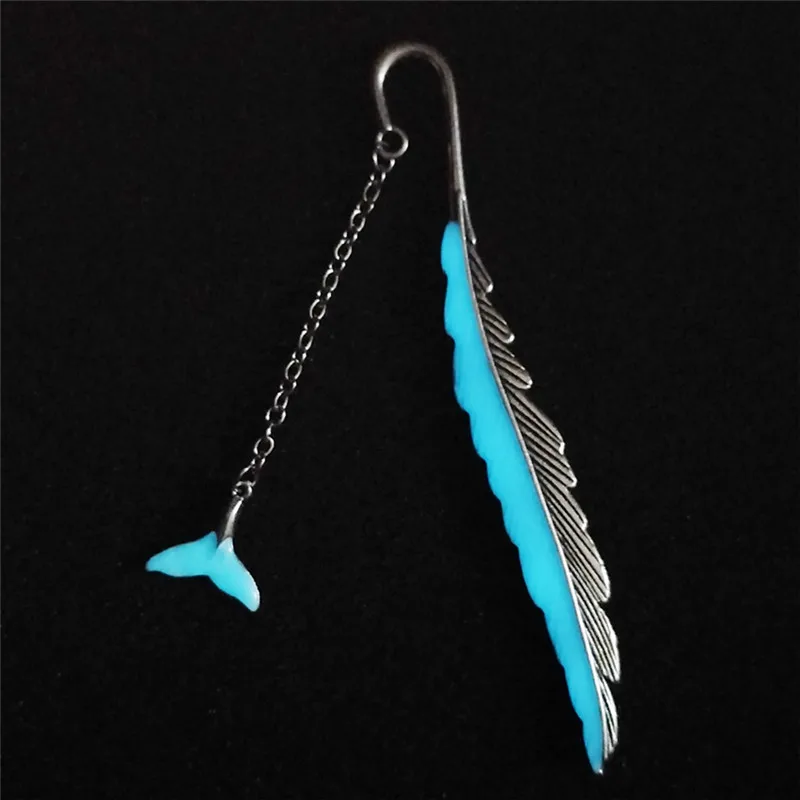 Перо Кит хвост форма Закладка светящаяся Ночная Серебряная медь закладки