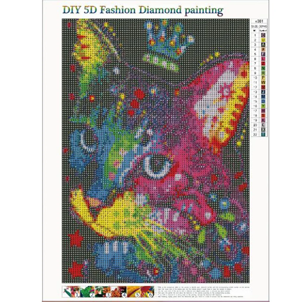 

Animal Diamond Painting Series Colorful Crown Cat Dot Diamond Cross Stitch Decorative Painting Suitable for Living Room Kitchen