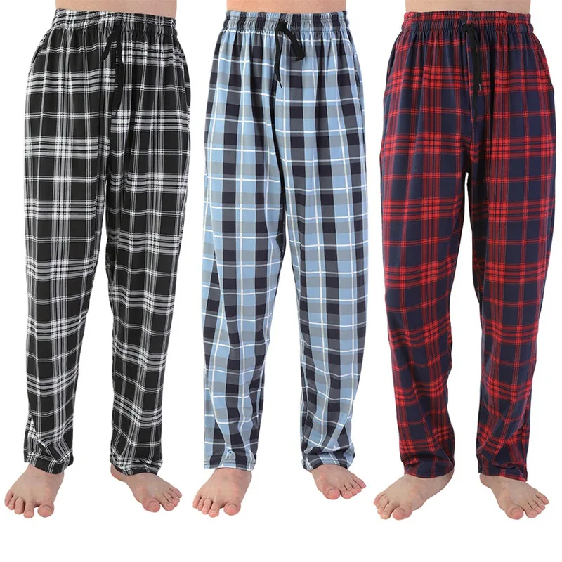 

Men's Check Cotton Sleep Bottoms Women's Pajama Pants Unisex Casual Large Size Pajama Trousers