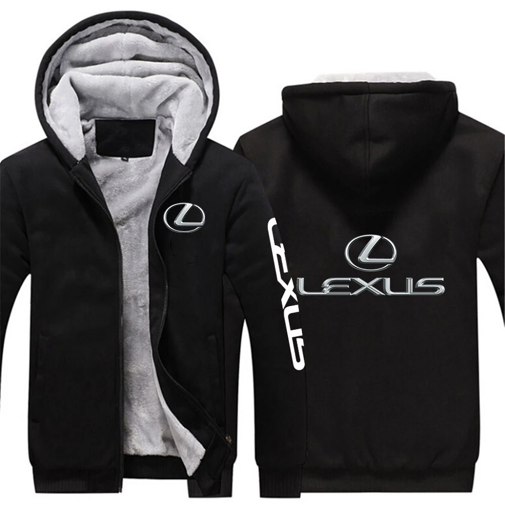 

Lexus Print Sportwear Male Cotton Flesh Man's Casual Coats Warm Tops Hoodies Zipper Thicken Fleece Jackets