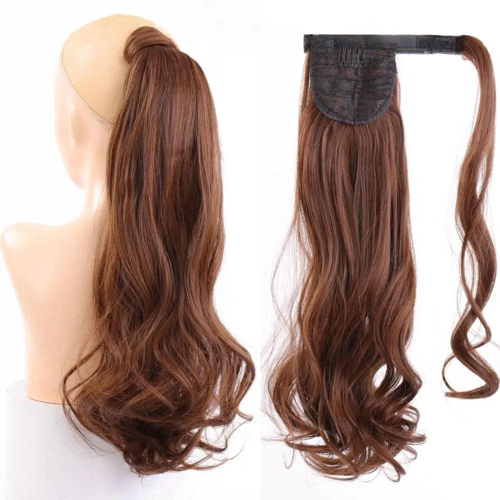 WEILAI длинные прямые и кудрявые синтетические зажимы для конского хвоста на