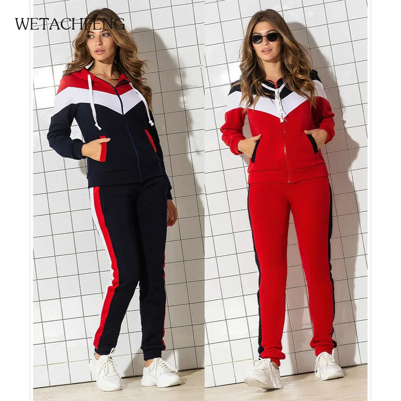 Женская одежда 2020 розовый спортивный костюм в полоску свитшот укороченный топ на