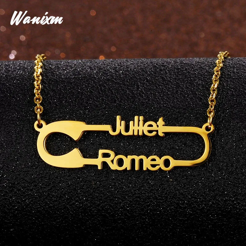 Индивидуальное ожерелье с двумя именами Влюбленных Подвески для женщин и