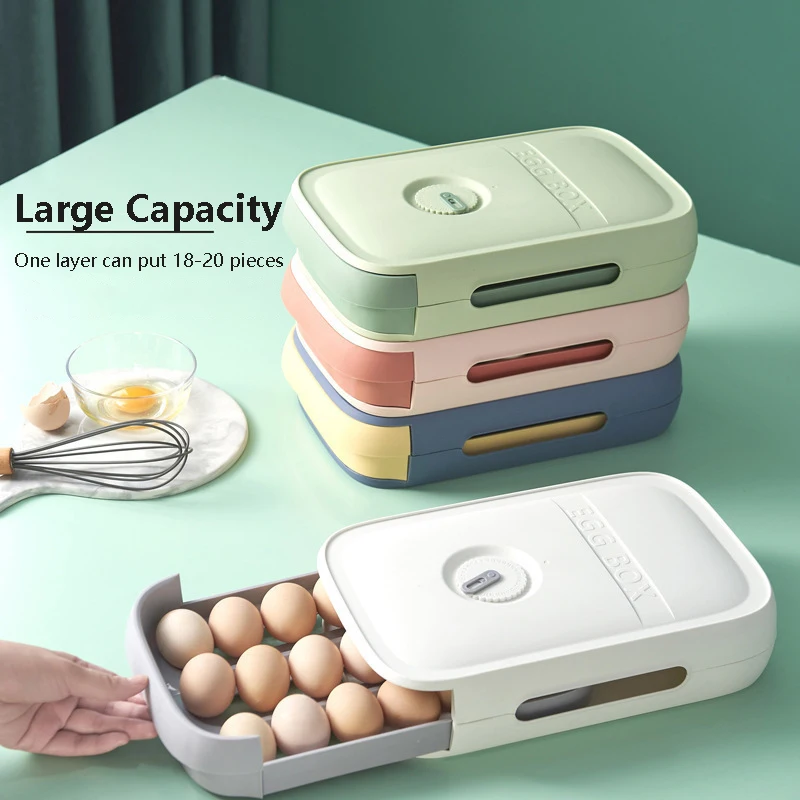 drawer eggs organizer box with lid storage egg holder refrigerator for kitchen organizer drawer egg tray kitchen gadget sets free global shipping
