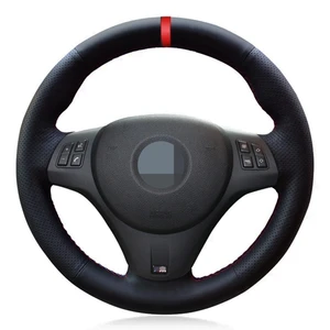 car steering wheel cover hand stitched soft black artificial leather for bmw m sport m3 e90 e91 e92 e93 e87 e81 e82 e88 x1 e84 free global shipping