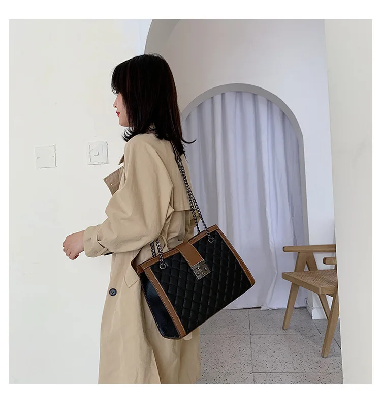 Модная элегантная стеганая сумка через плечо женская кожаная сумка-тоут Женская