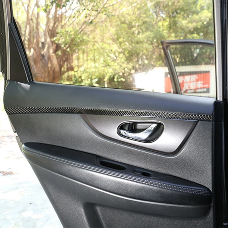 TOP -Car Interior Window Door Panel Decoration Stickers Protection Strips Real Carbon Fiber Nissan X-Trail 2014-2018 | Автомобили и
