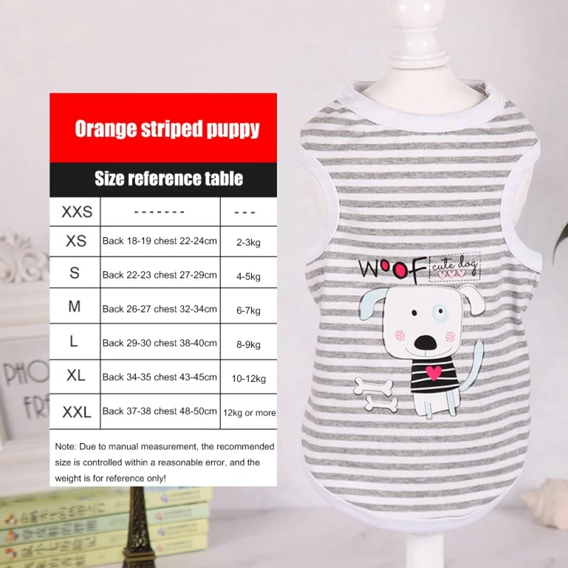 Summer Pet Dog Clothes Cartoon T-shirt Soft Puppy Dogs Clothing Stripes Shirt Casual Vests For Small XS-XL |