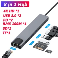 type c hub to 4k hdmi compatible usb c dock converter rj45 pd charging sdtf card reader adapter for macbook pro dock station