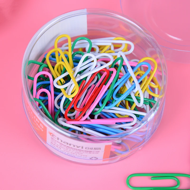 

100pc Assorted Mixed Colored Paper Clips For Office School Study Stationery