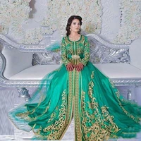 vintage long sleeve caftan emerald green moroccan kaftan formal evening dress abaya designs dubai muslim gown prom dresses