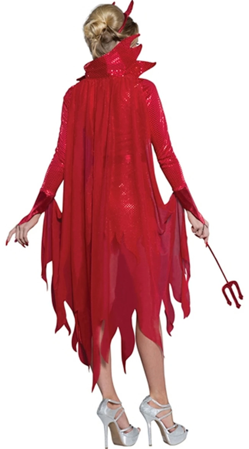 

Halloween Theme Cosplay Clothing Red Demon Suit Horns Dress Apparel Costumes Adult Christmas Get Together Party Clothes