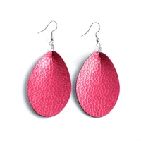 trendy design leaf shape soft cow leather women earrings fashionable ladies party night club dangle earrings for girl