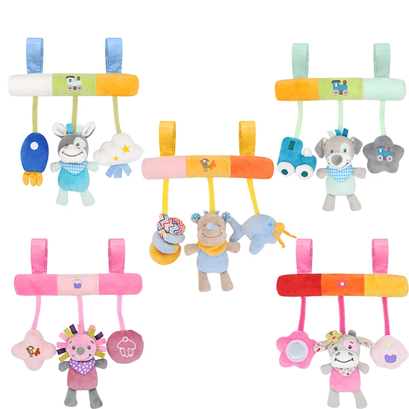 

40 Types Plush Infant Toys Baby Crib Bed Spiral Rattle Animal Handbells Rattles Handle Toys Stroller Hanging Teether Baby Toys