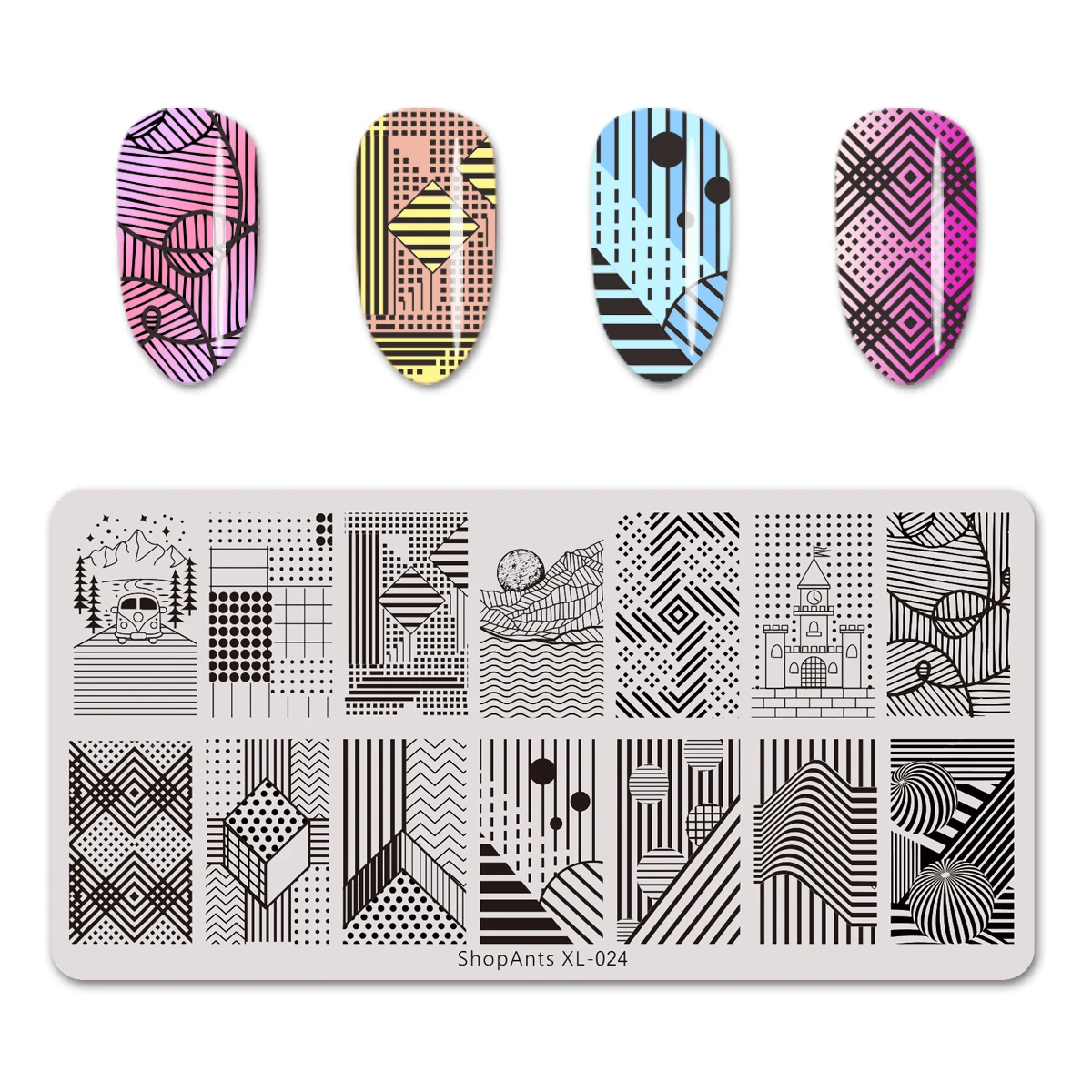 Геометрические штамповочные пластины для ногтей из нержавеющей стали от ShopAnts