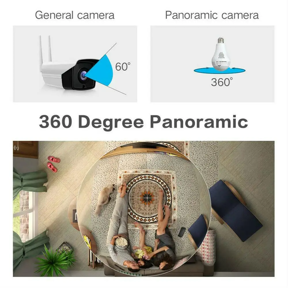 360 Panora mi c ламповый светильник ni камера Espia Oculta IP домашний монитор безопасности Wifi