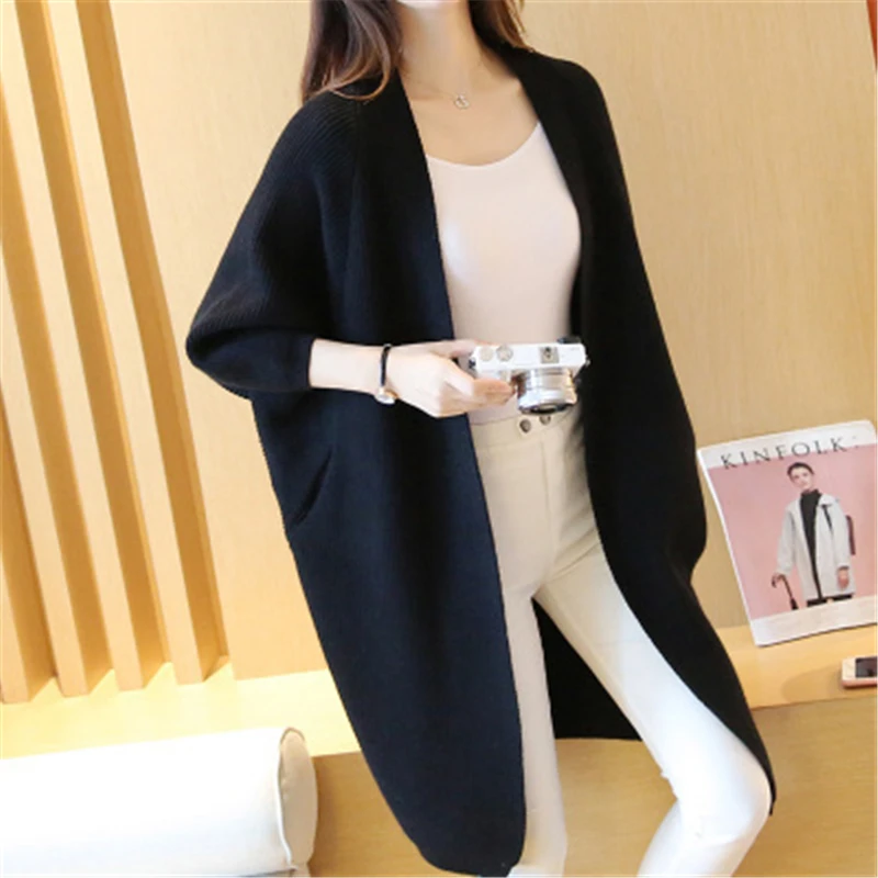 

autumn Winter Long Cardigan Women Sweater bat Sleeve Female Knitted Sweater Plus Size Jacket Loose Ladies Sweaters Cardigans