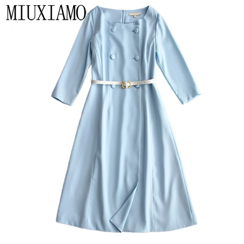 

MIUXIMAO Luxurious 2020 Fall Dress Women Party Dress Full Sleeve Solid Thin Diamonds Office Lady Casual Dress Women Vestidos