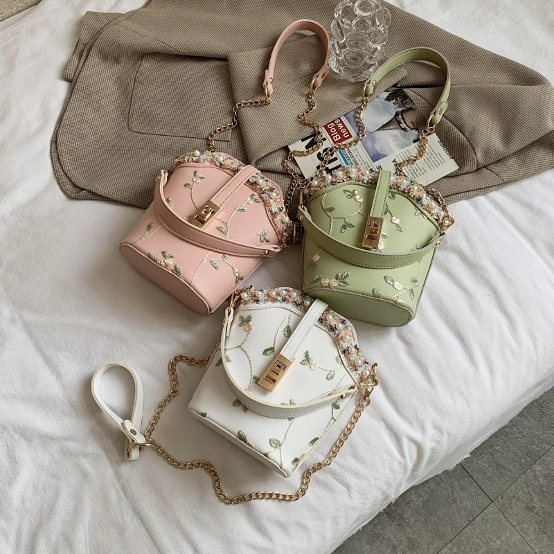 

Mini PU Leather Crossbody Bags for Women 2021 Summer Luxury Trendy Brand Lace Travel Shoulder Handbags Phone Purses