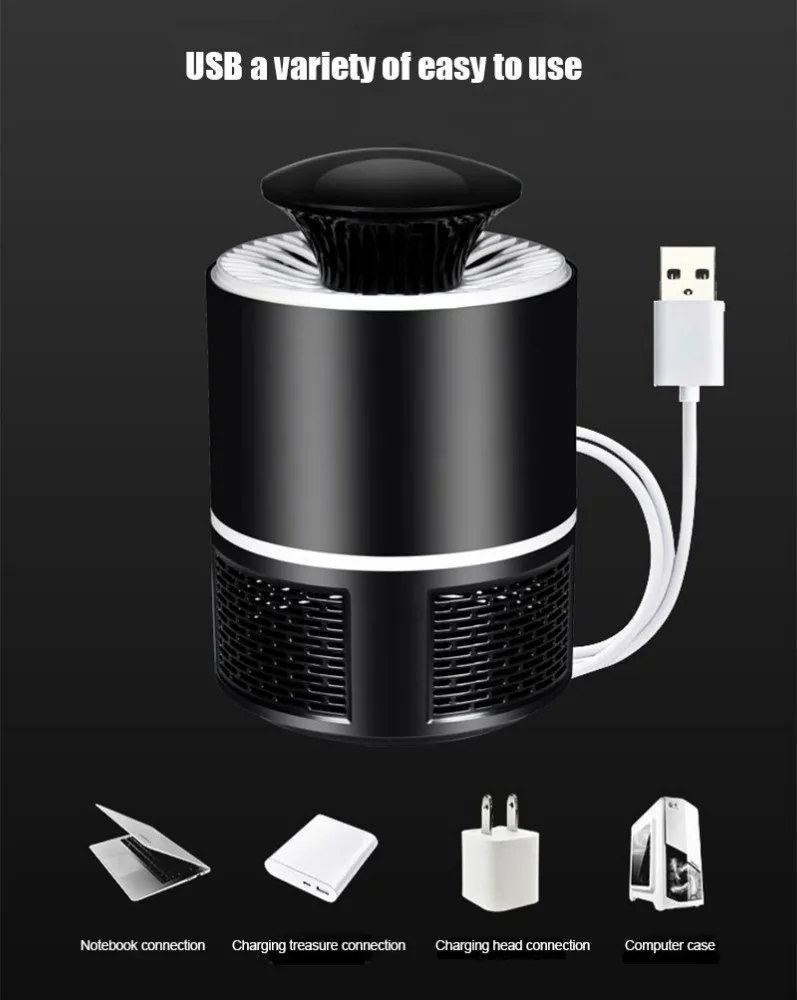 Москитный убийца Usb Электрический москитный убийца светодиодный ночник-светильник фотокатализатор бесшумный домашний Противомоскитный ловушка без излучения