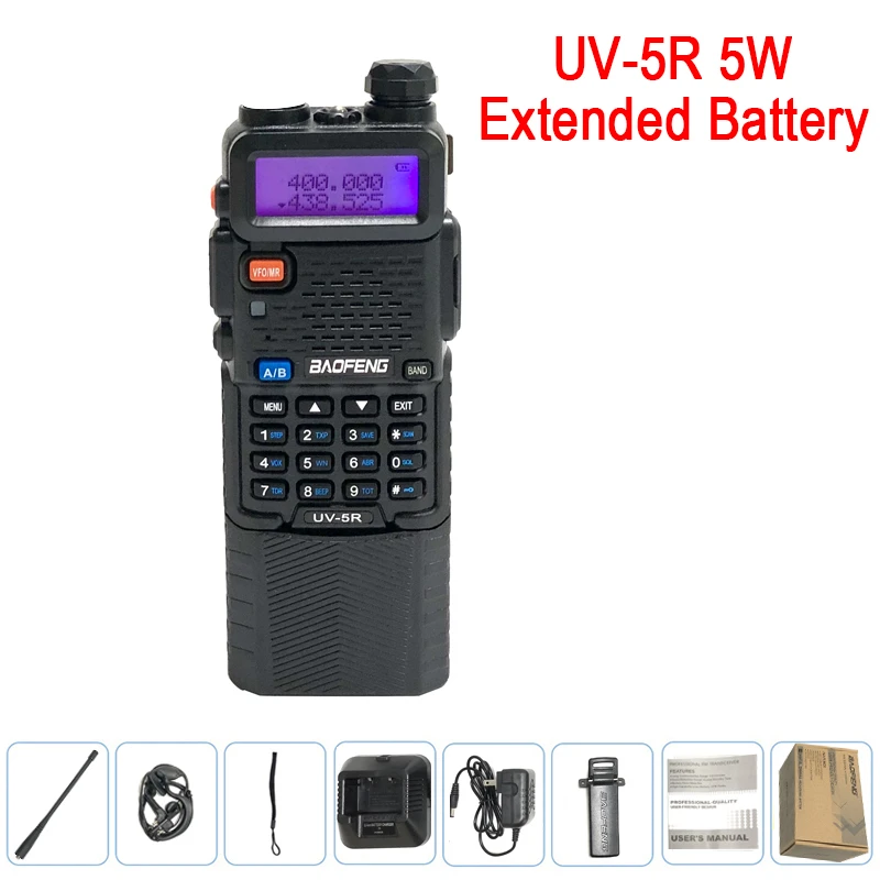 Baofeng Radio UV-5R Extended Battery 3800mAh Handheld Dual Band 2way Radio 10-50KM Long Distance Walkie Talkie UV5R рация 2021