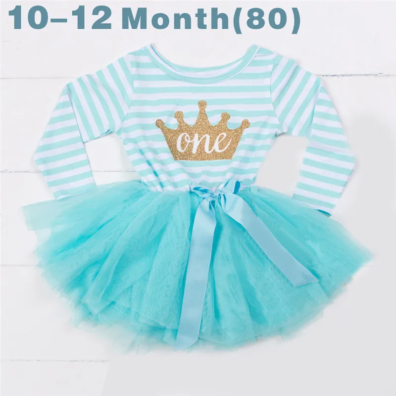 Blue 1 year Платья для дня рождения «Моя принцесса» для малышей, крестильное платье с длинными рукавами, платье для маленьких девочек одежда для маленьких девочек 12 месяцев - Цвет: Blue 1 year