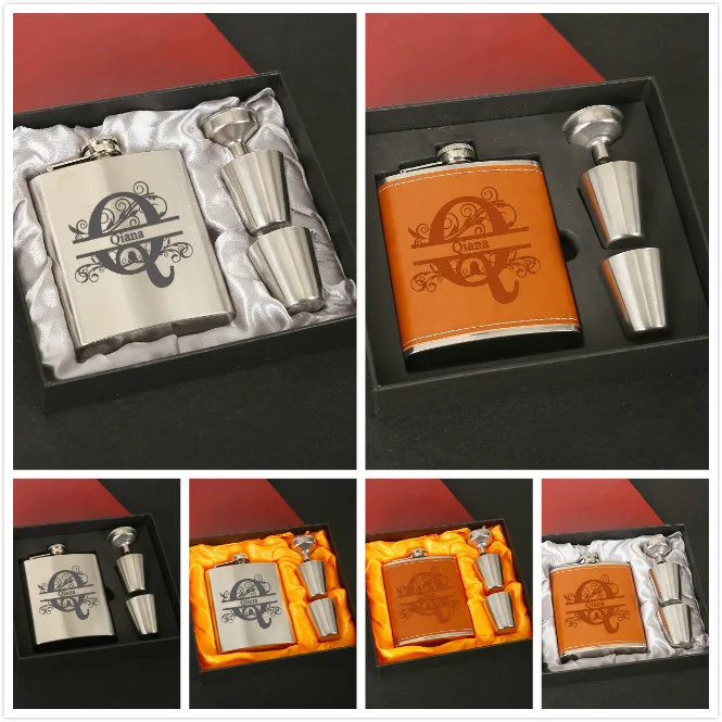 Колбы с индивидуальной гравировкой на заказ 7 унций наборы колб из нержавеющей