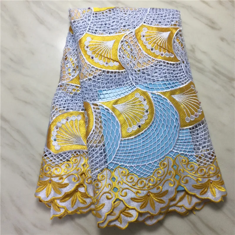 

African Guipure Lace Fabric 2021 High-quality Lace Fabric with Bead Guipure Lace Dress Material 5yardsPL4697