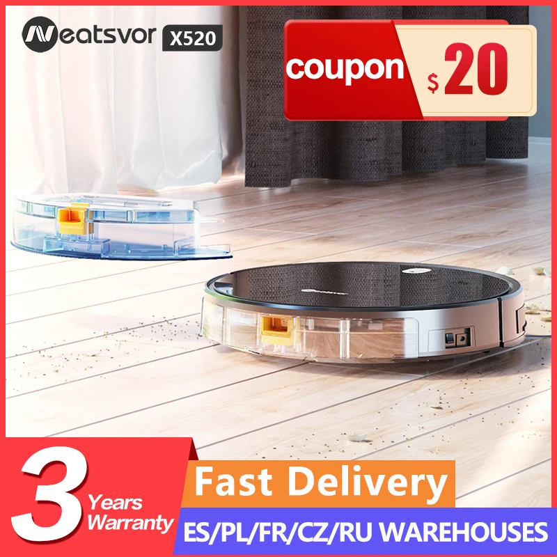 

NEATSVOR X520 6000Pa Suction Multifunctional Robotic Vacuum Cleaner,Sweep Wet Mopping ,APP Map Navigation,Auto Charger