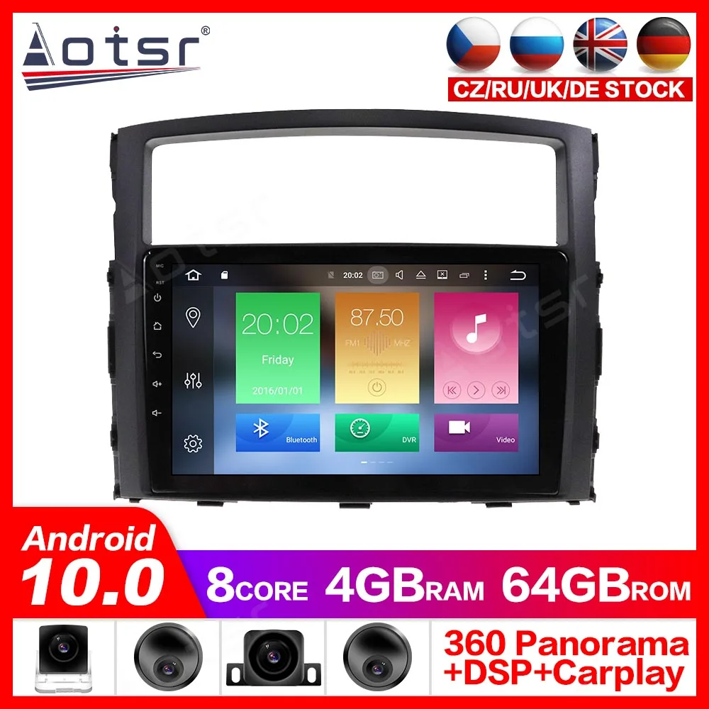 

Android 10.0 GPS Navigation Radio Player for Mitsuishi Pajero 2006-2011 Video Player Stereo Headuint free Built in Carplay dsp