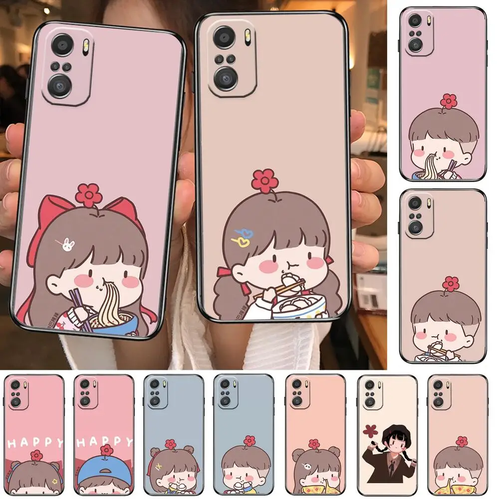 

Cute cartoon couple baby Phone Case For xiaomi redmi 11 Lite pro Ultra 10 9 8 MIX 4 FOLD 10T Black Cover Silicone Back Prett