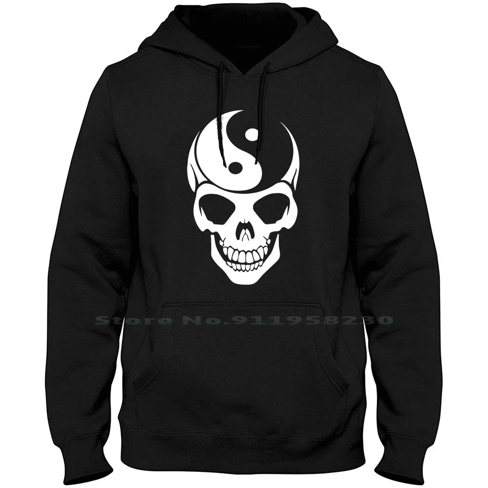 

Yin Yang Skull Men Women Hoodie Pullover Sweater 6XL Big Size Cotton Yin Yang Skull Music Humor Yang Yin Fun Ny Funny Music