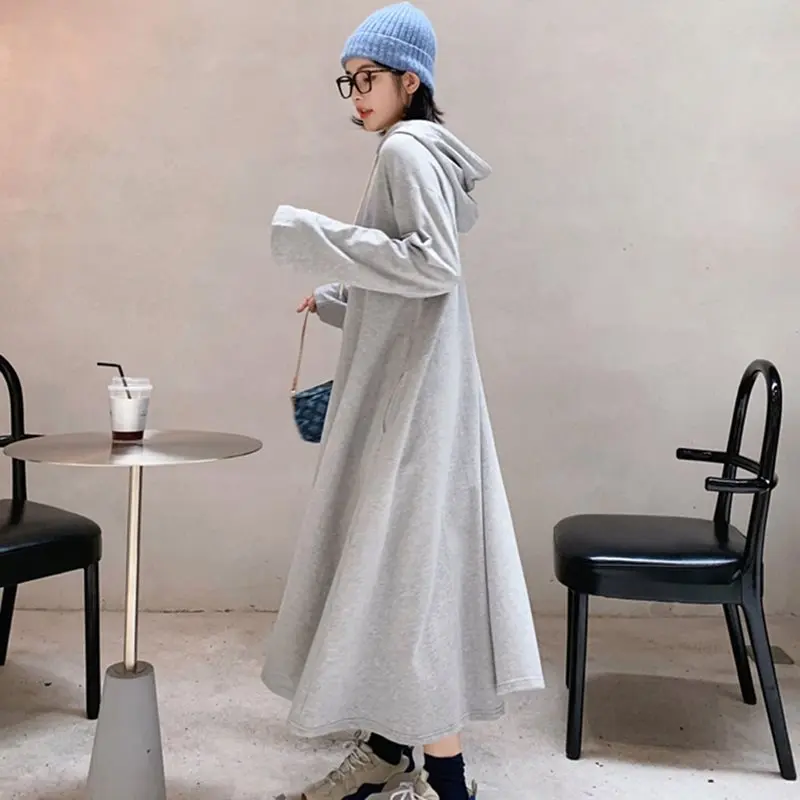 Женское платье толстовка с капюшоном осенне зимний свитер длинным рукавом