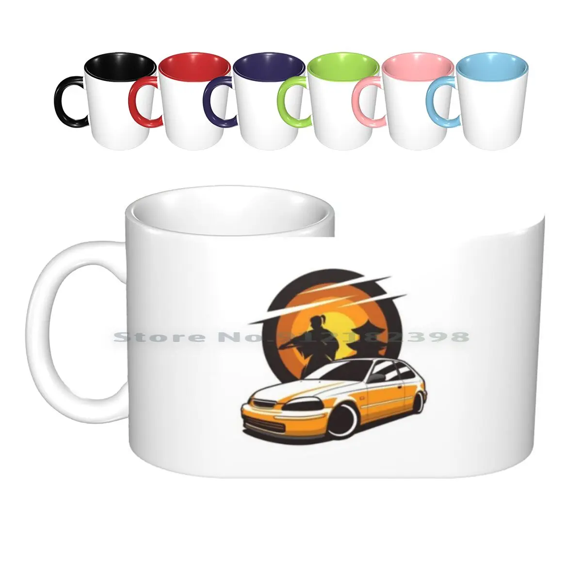 

Civic Japanese Car With Ceramic Mugs Coffee Cups Milk Tea Mug Civic Vtec Yellow Japan Culture Jdm 6gen 5gen Hatchback Stance