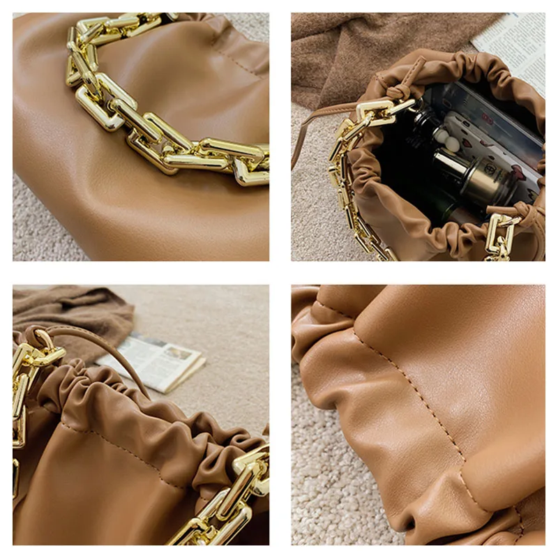 

Tote Woman Shoulder Bag Fashion Leather Handbag Thick Chains Dumpling Crossbody Bags Large capacity Cloud Subaxillary Bag Clutch