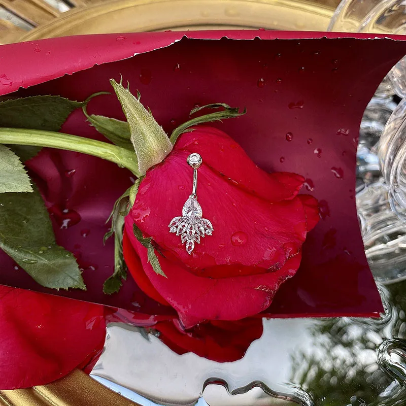 925 Стерлинговое Серебро Циркон в форме сердца слеза ангела пупок ювелирные