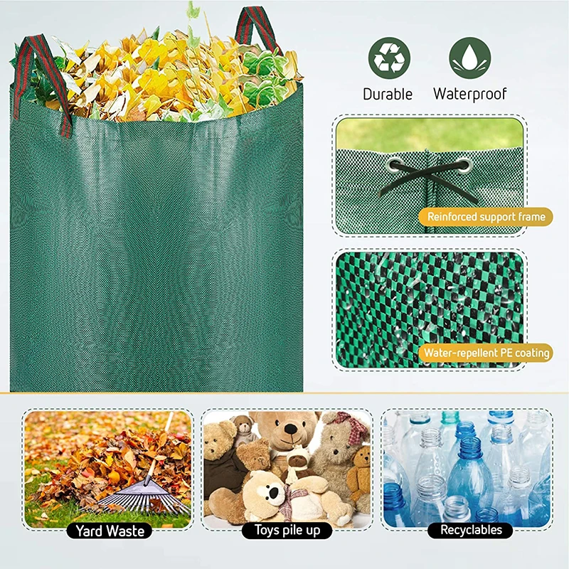 

500L/300L Large Capacity Heavy Duty Garden Waste Bag Garden Rubble Waste Woven Rubbish Bags Yard Waste Bins Storage