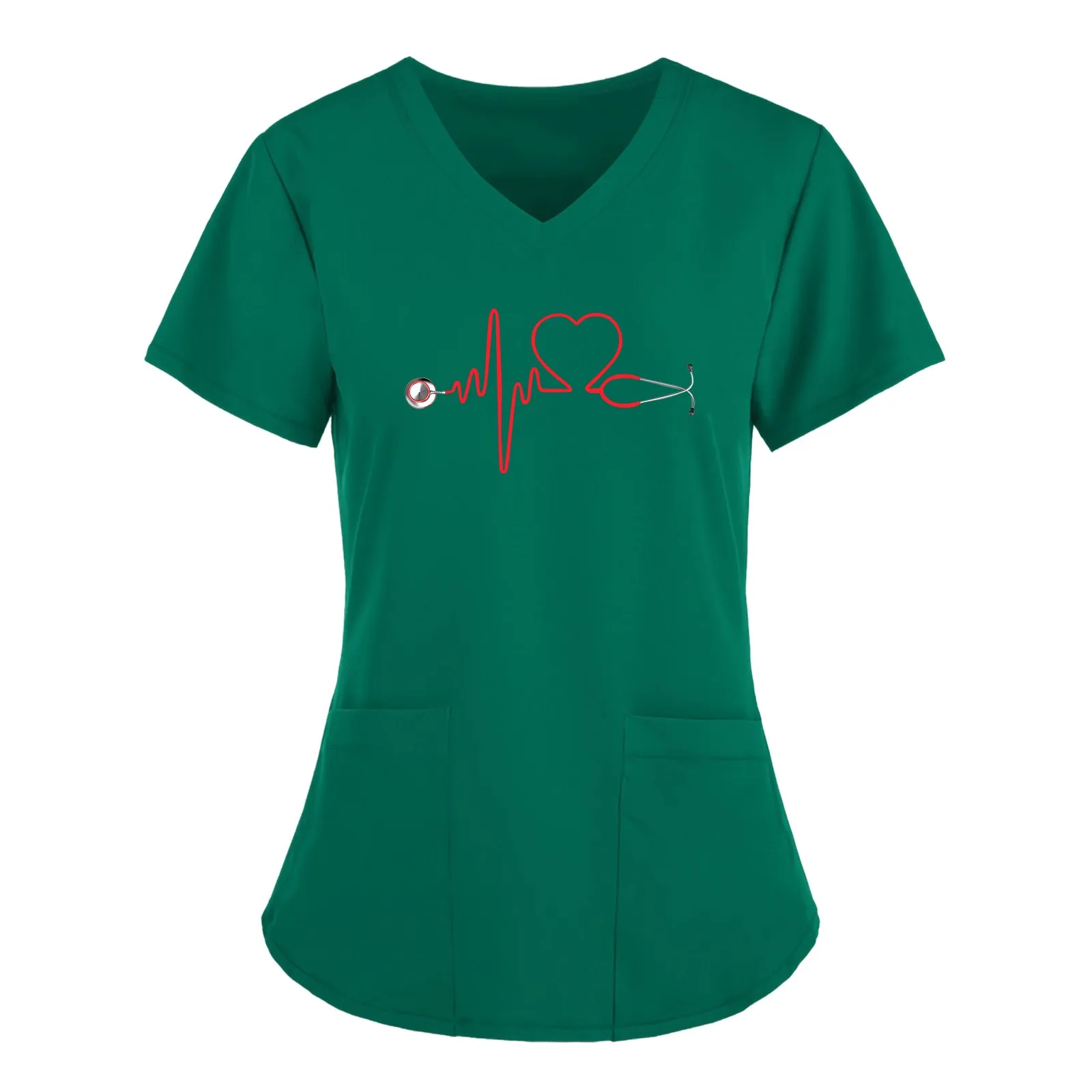 

2021 Women Short Sleeve V-Neck Tops Nursing Working Uniform T-shirts Health Workers Workwear Protect Uniform Медицинская Одежда