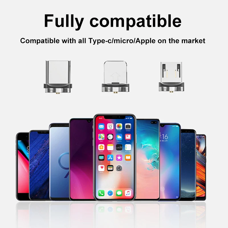 Магнитный кабель USB Type C зарядный для Samsung iPhone 11 Huawei Mate 30 зарядное устройство