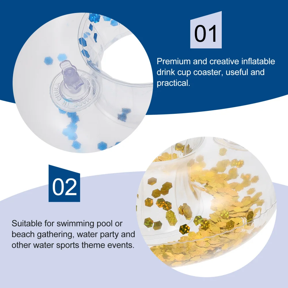 

6pcs Inflatable Cup Holders Delicate Sequins Cup Mats Lightweight Cup Trays