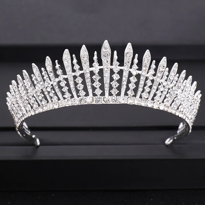 Silver Трендовая свадебная корона для невесты, головной убор золотого и серебряного цвета в стиле барокко, хрустальные диадемы и короны, свадебная тиара, аксессуары для волос - Окраска металла: Silver