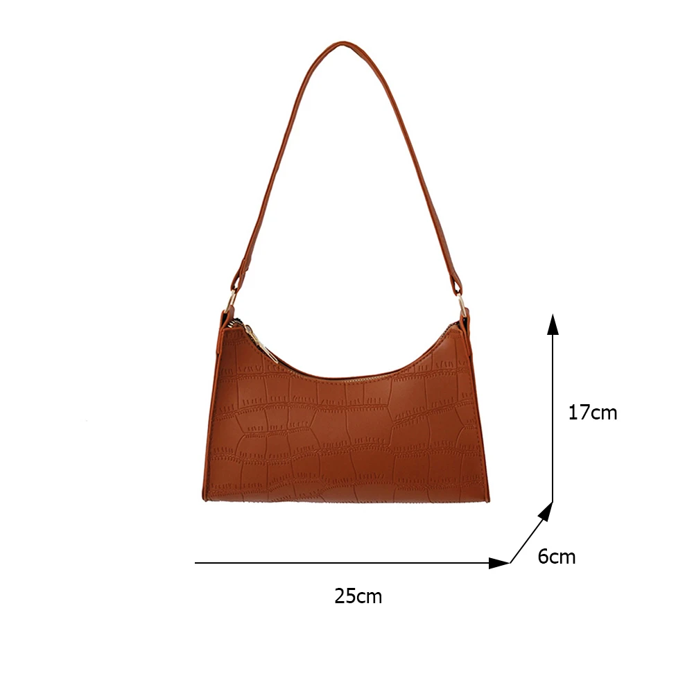 

Fashion Women Alligator Pattern Shoulder Bag PU Leather Pure Color Underarm Hobos Bags Vintage Ladies Zipper Top-handle Handbags
