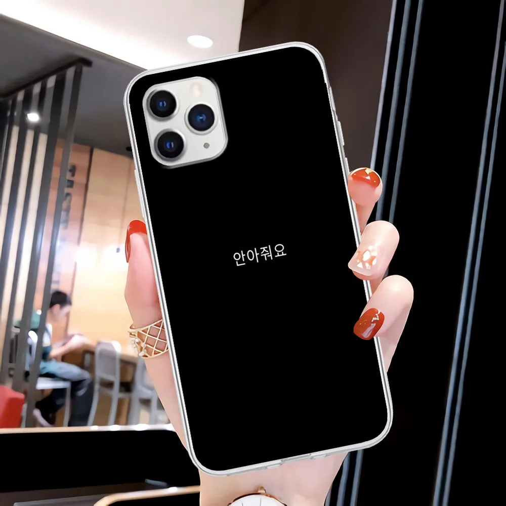 

Korean Aesthetic Text Letter Black Transparent Phone Case Cover For Iphone 11 12 Pro Max 5s 6s 7 8 Plus X Xr Xs Max Se 2020
