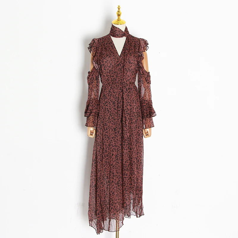 Женское платье с леопардовым принтом TWOTWINSTYLE винтажное Асимметричное Платье