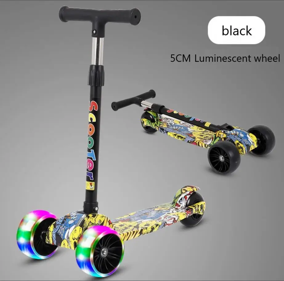 Детский трехколесный скутер со складными ножками скутеры светодиодсветодиодный