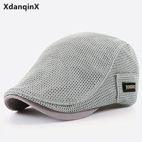 new summer mens mesh cap breathable berets adjustable size new ultra thin ventilated sunscreen casual sports caps snapback cap