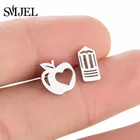 Мультфильм Apple Pencil Форма Серьги Личность забавные модные асимметричные серьги для женщин, для ночного клуба, вечерние ювелирные изделия шпильки подарок