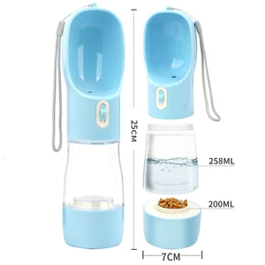 Portable Dog Cat Water Bottle with Feeder Bowl & Food Container BPA Free, Walking Travel Bike Hiking Drinking Accessories