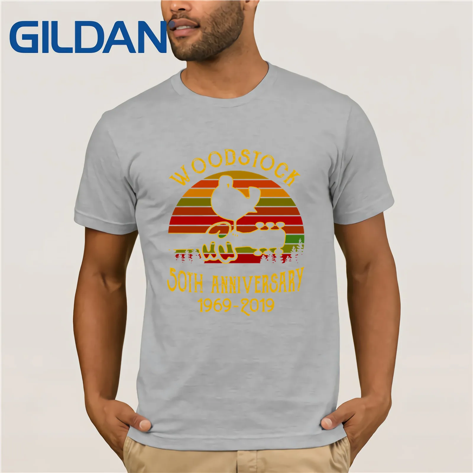 Костюмы вкрадчивый Woodstock 50th Юбилей 1969 летние Для Мужчин's короткий рукав Футболка Забавные футболки для девочек хлопковые топы, футболка